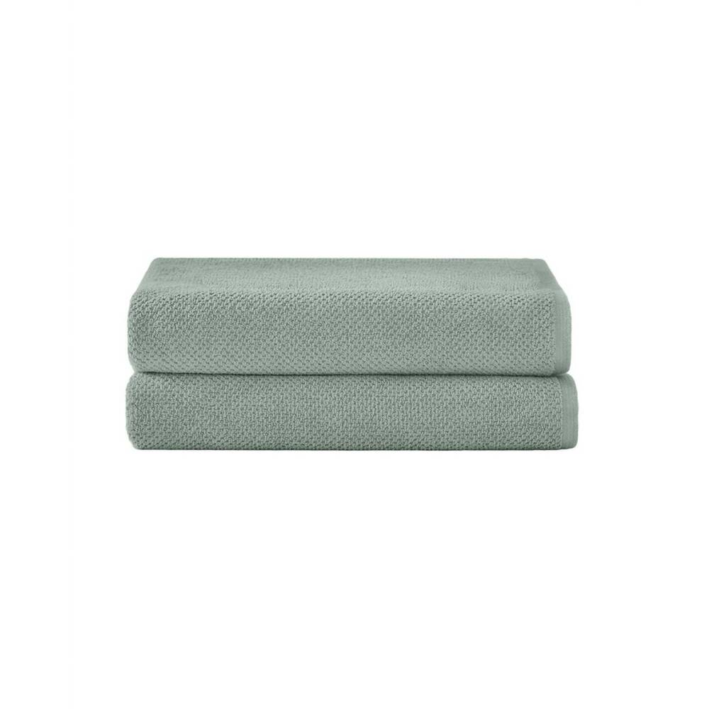 NEW UNDER THE CANOPY textured organic 2 piece bath towel set in lichen
